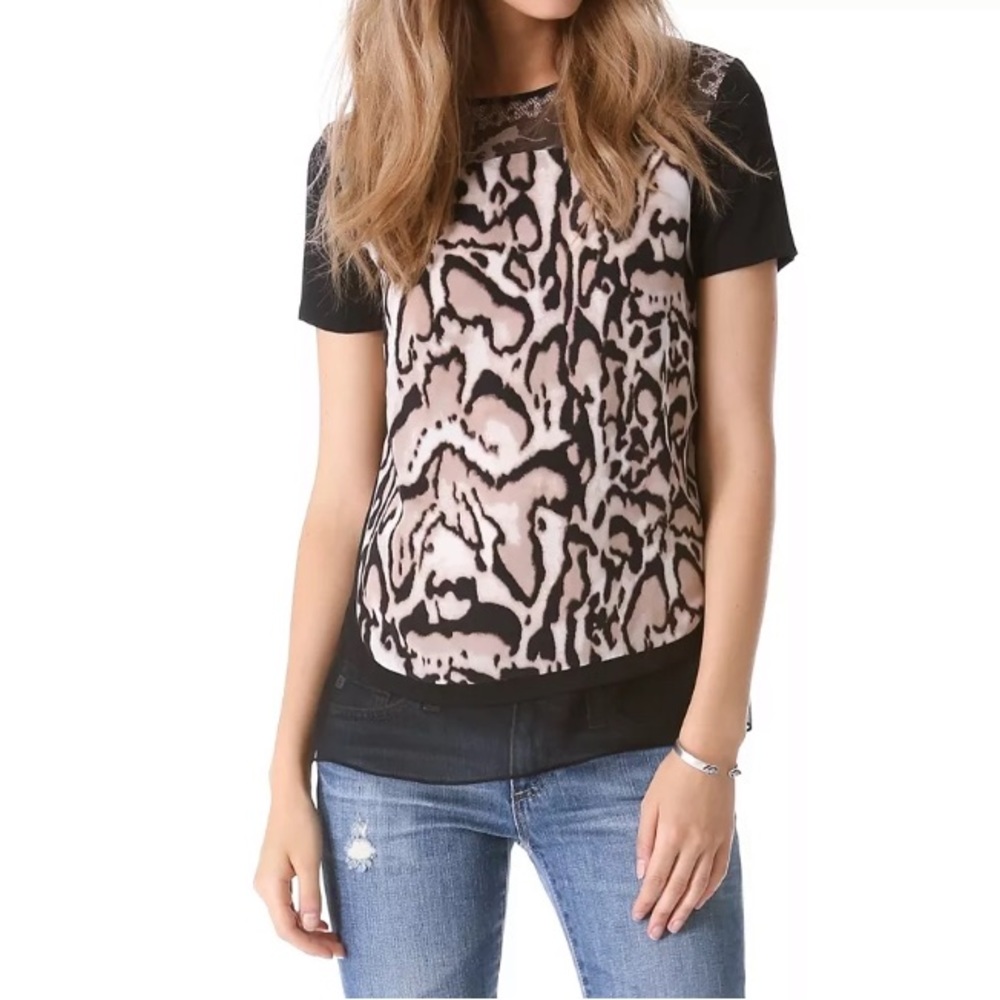 Diane Von Furstenberg Becky Printed Leopard Top